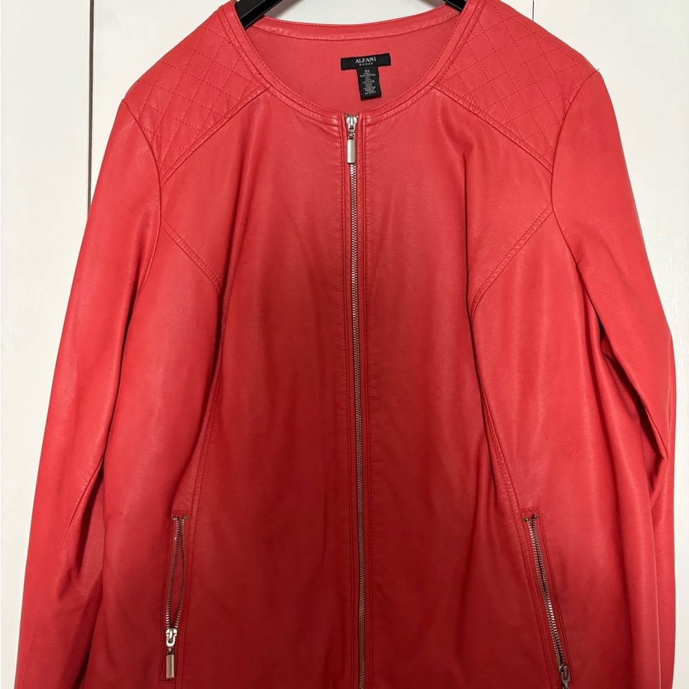 Alfani Women's orange Leather Jacket